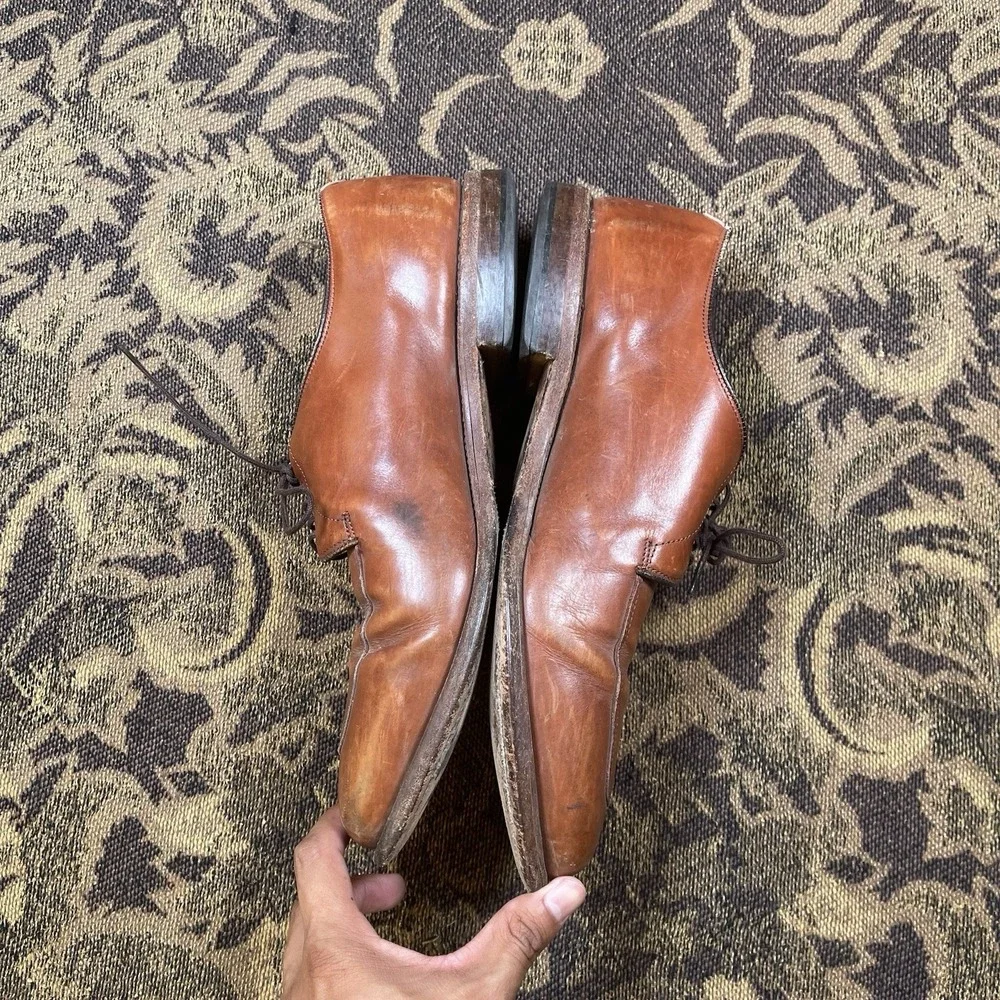 Allen Edmonds Delray Brown Leather Split Toe Oxfords Lace Up Men's Shoes 9.5